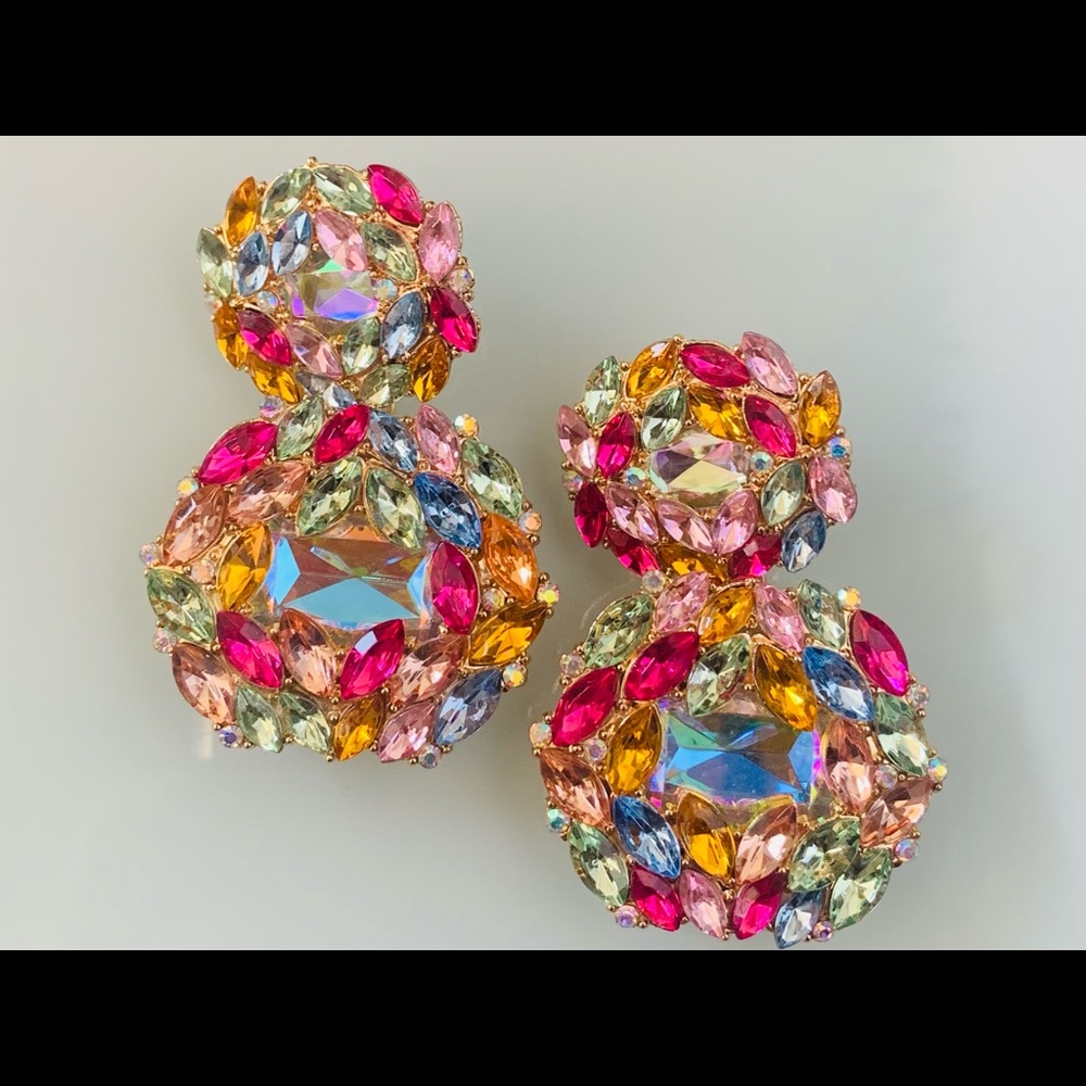 Elegant Rhinestone Statement Drop Earrings